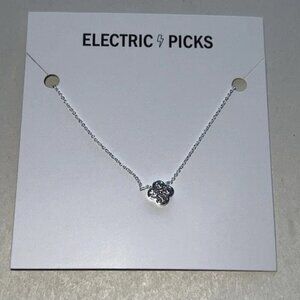 Electric Picks Camilla Necklace Silver Plated Color White Gemstone 16 Inch New
